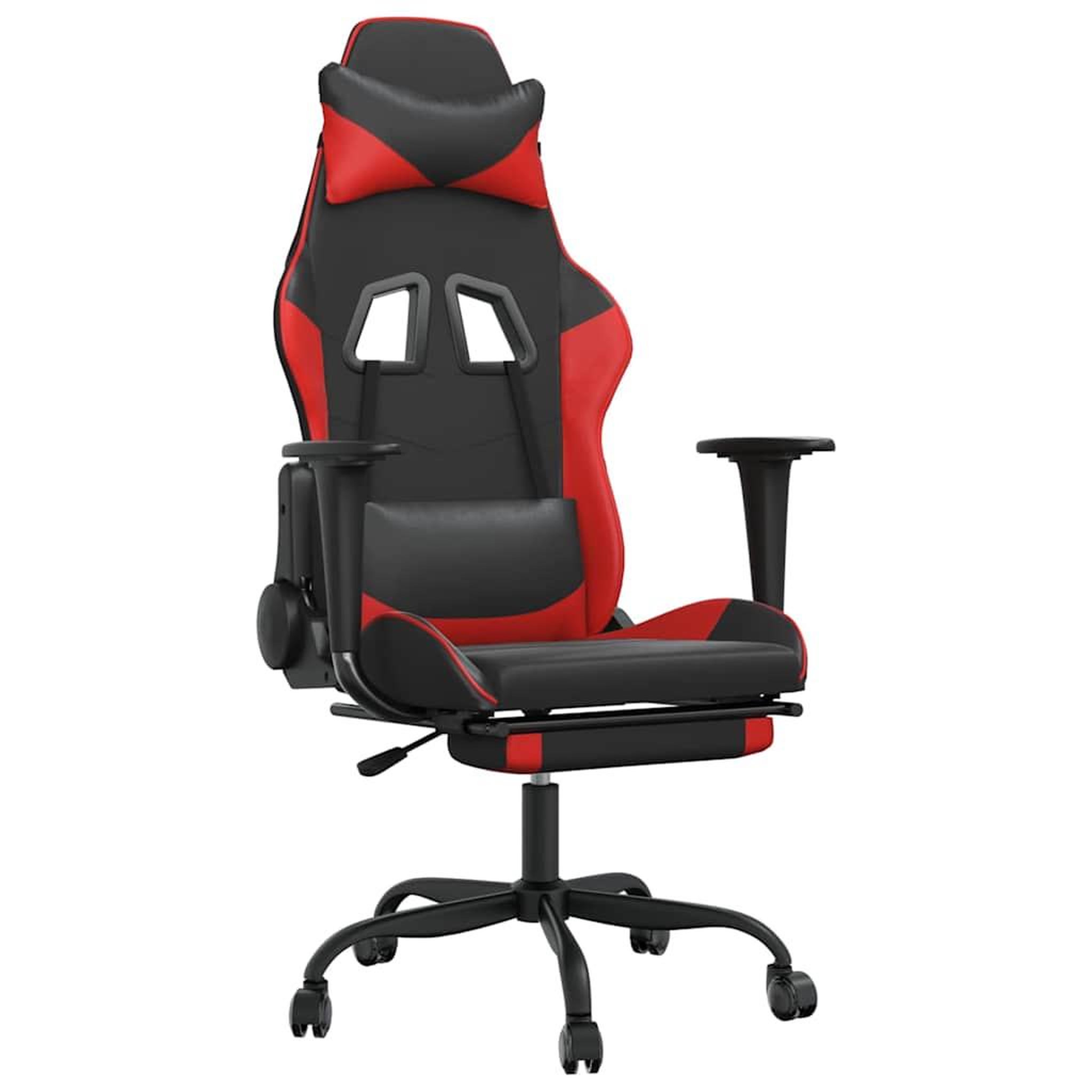 Voir la diapositive 2 : VIDAXL Chaise de jeu de massage avec repose-pied Noir&Rouge Similicuir