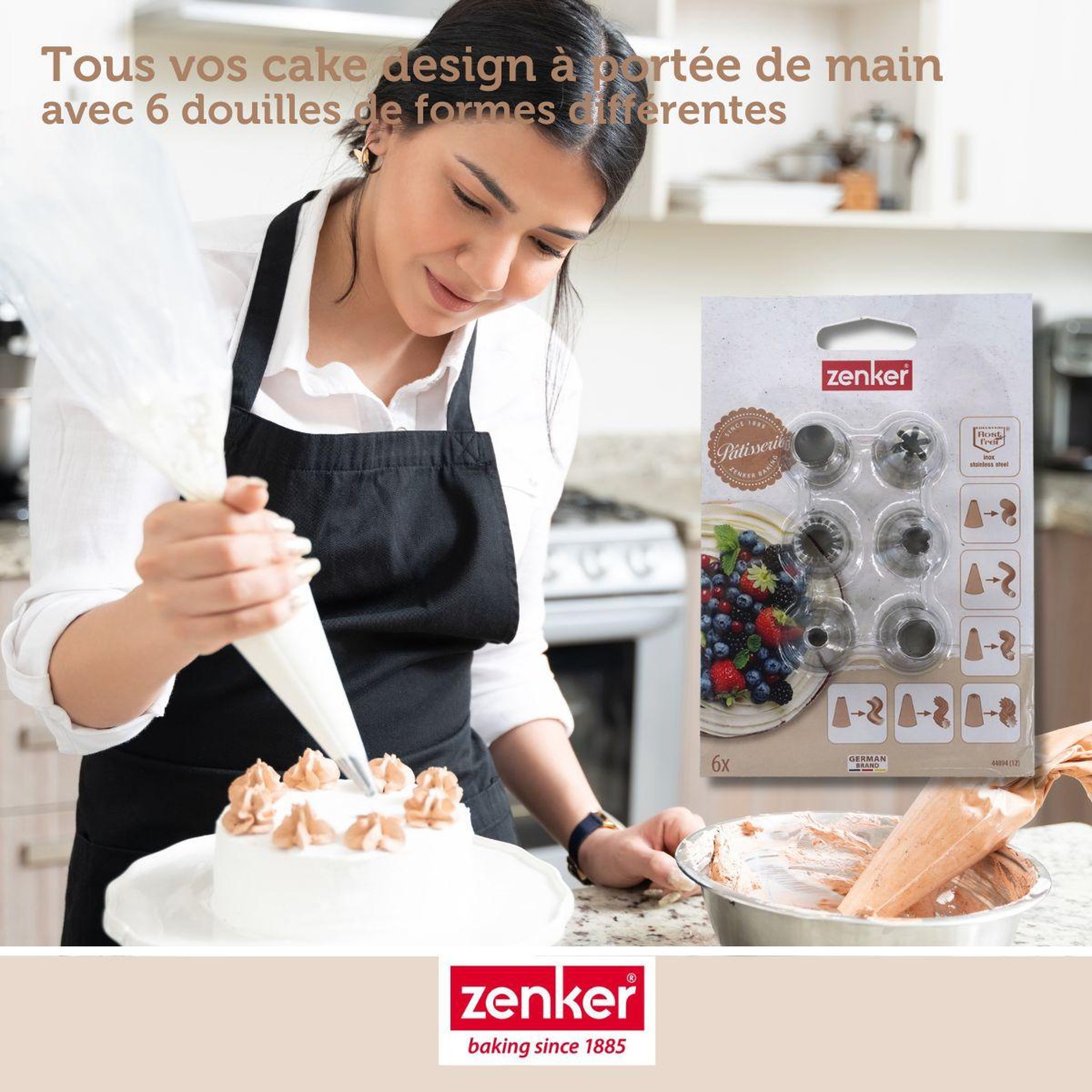 Voir la diapositive 4 : ZENKER Lot de 6 douilles à pâtisserie en inox grand modèle Zenker Smart Pastry