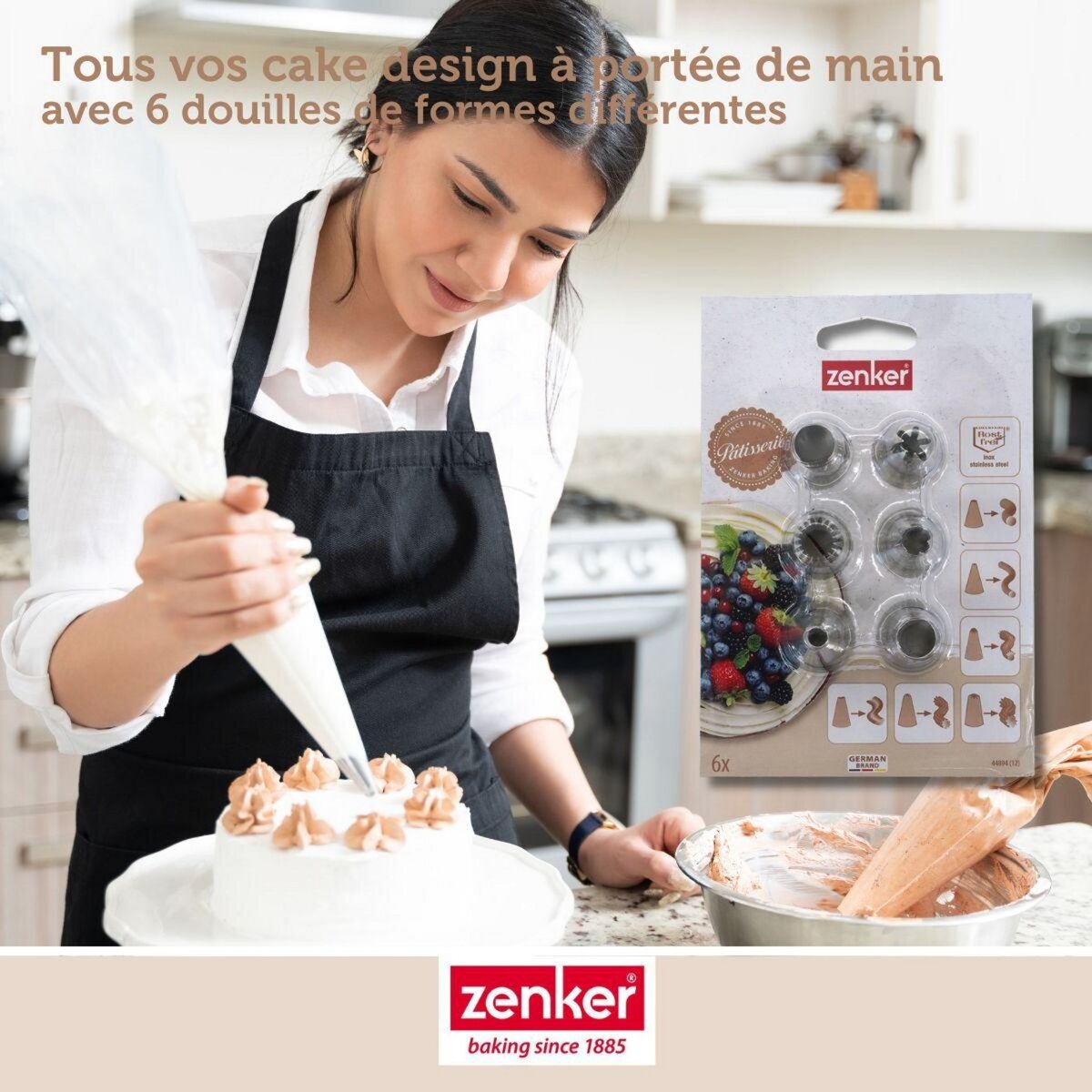 ZENKER Lot de 6 douilles à pâtisserie en inox grand modèle Zenker Smart Pastry