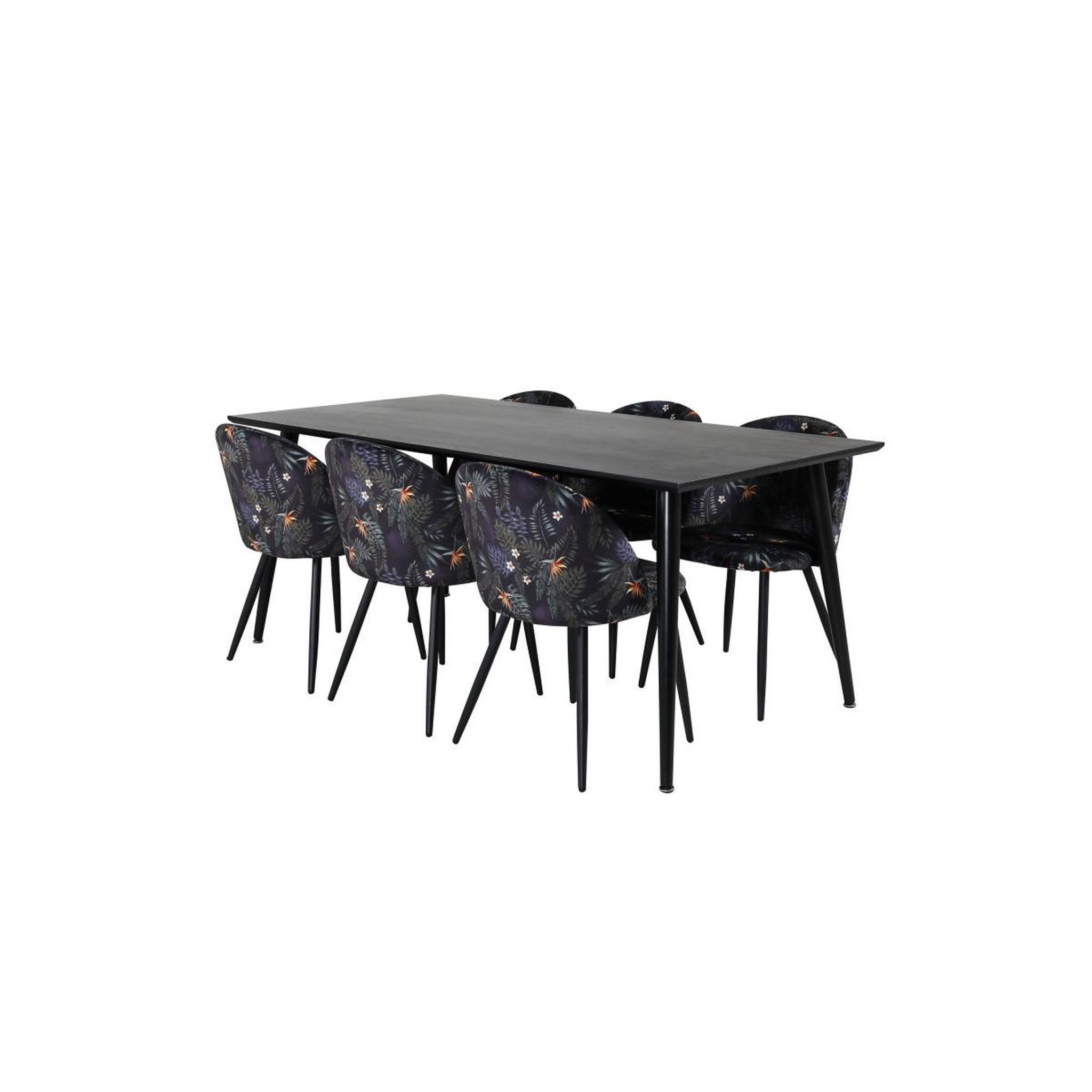 Voir la diapositive 3 : Paris Prix Ensemble table à manger & 6 chaises  dipp & velvet  180cm noir & multicolore