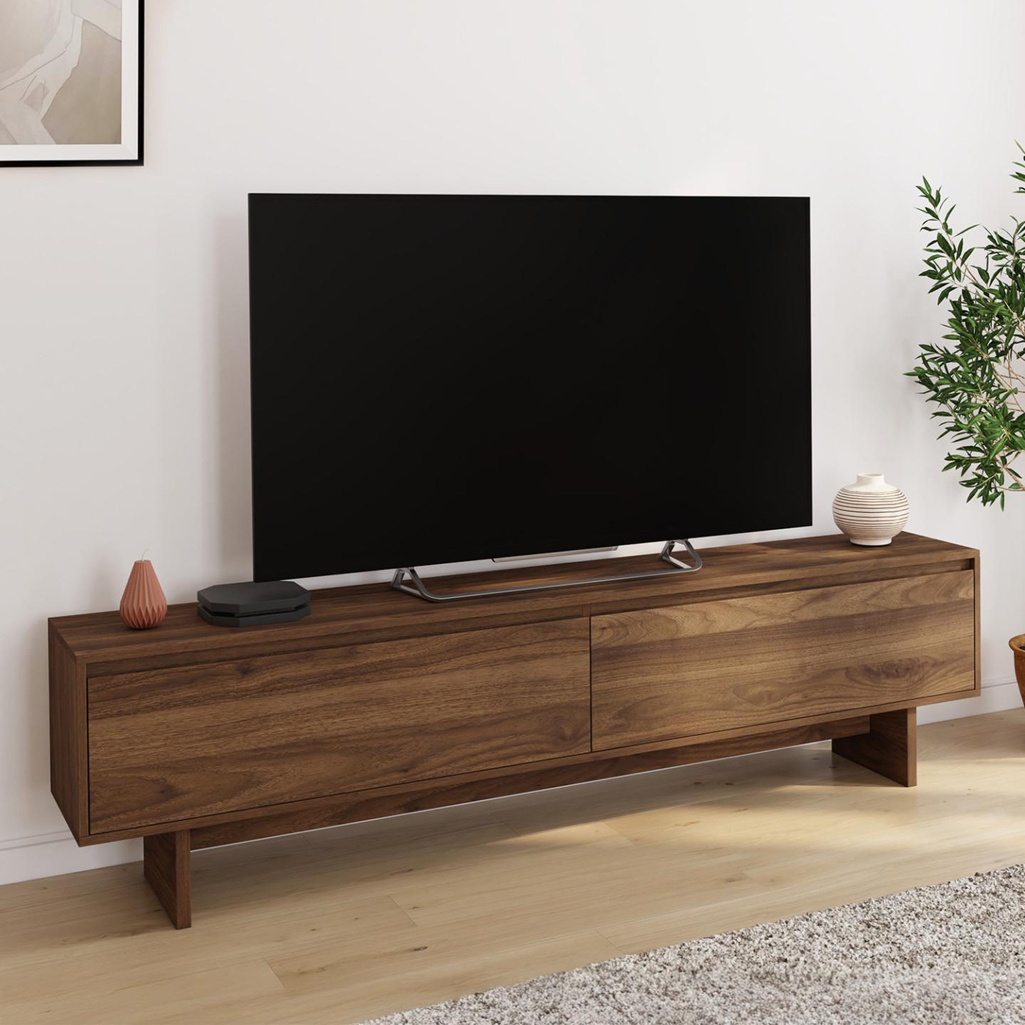Voir la diapositive 2 : ID MARKET Meuble tv 180 cm yuri 2 portes effet noyer