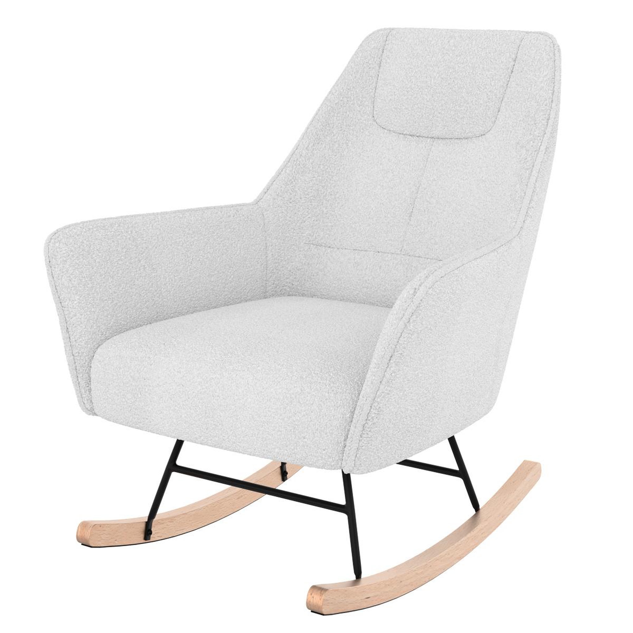 Voir la diapositive 1 : Rendez vous déco Rocking-chair blanc effet laine bouclette en tissu - Shaun