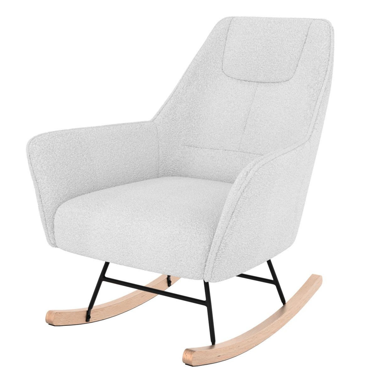 Rendez vous déco Rocking-chair blanc effet laine bouclette en tissu - Shaun
