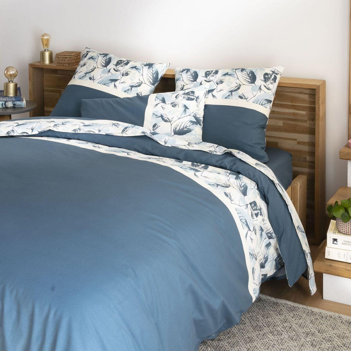 Home collection Parure housse de couette 100% coton 57fils -automnia ocean blue