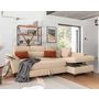 Voir la diapositive 2 : BEST MOBILIER Clever - canapé d'angle droit - 5 places - convertible avec coffre et têtières - en tissu
