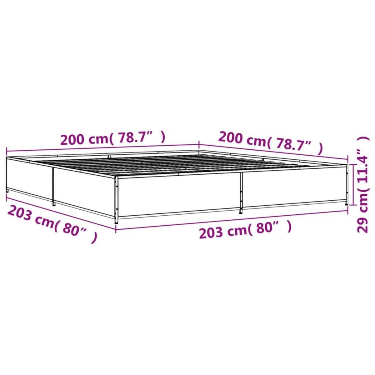VIDAXL Cadre de lit sans matelas chene sonoma 200x200 cm