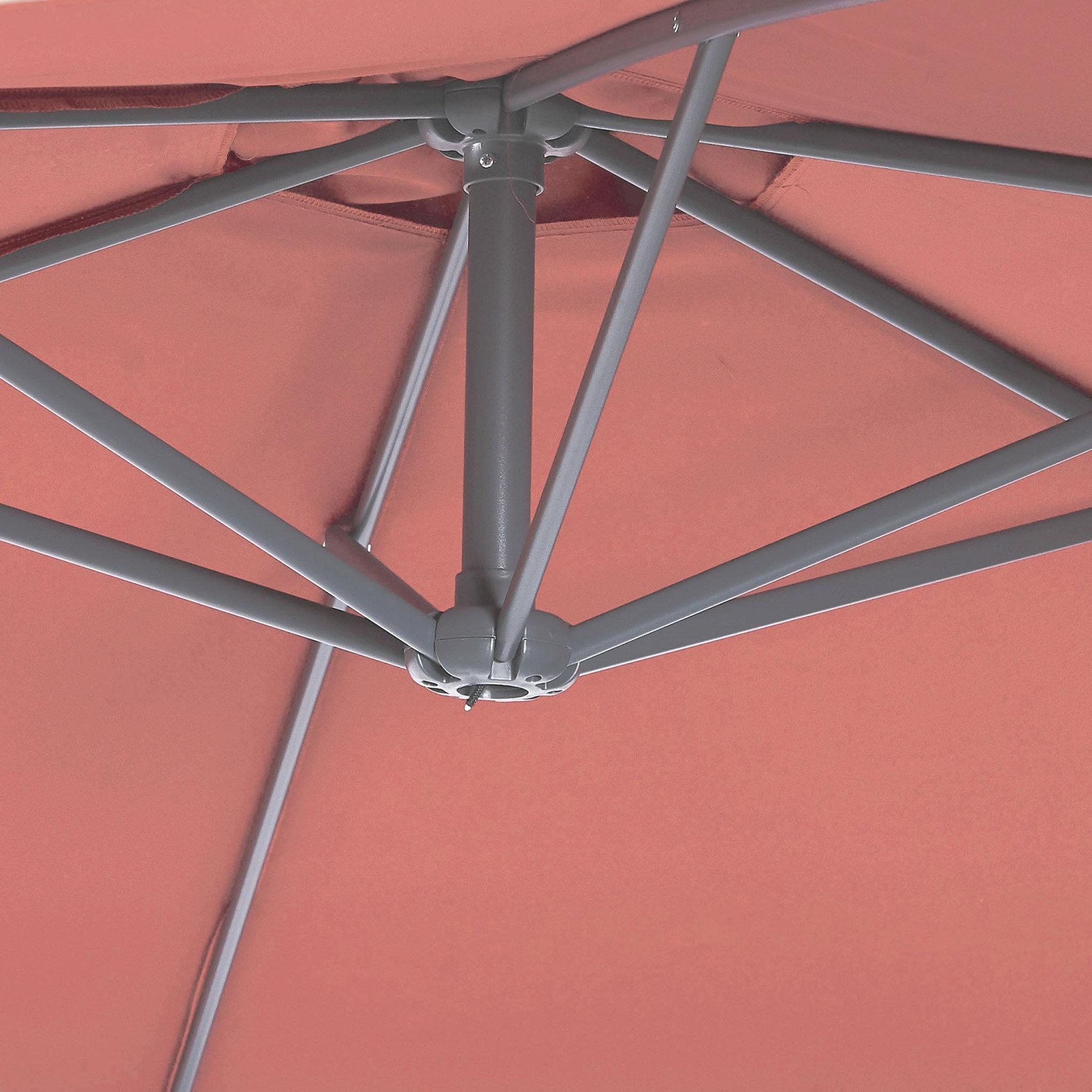 Voir la diapositive 4 : GARDENSTAR Parasol déporté rond D3 x H2.45 m terracotta LEA