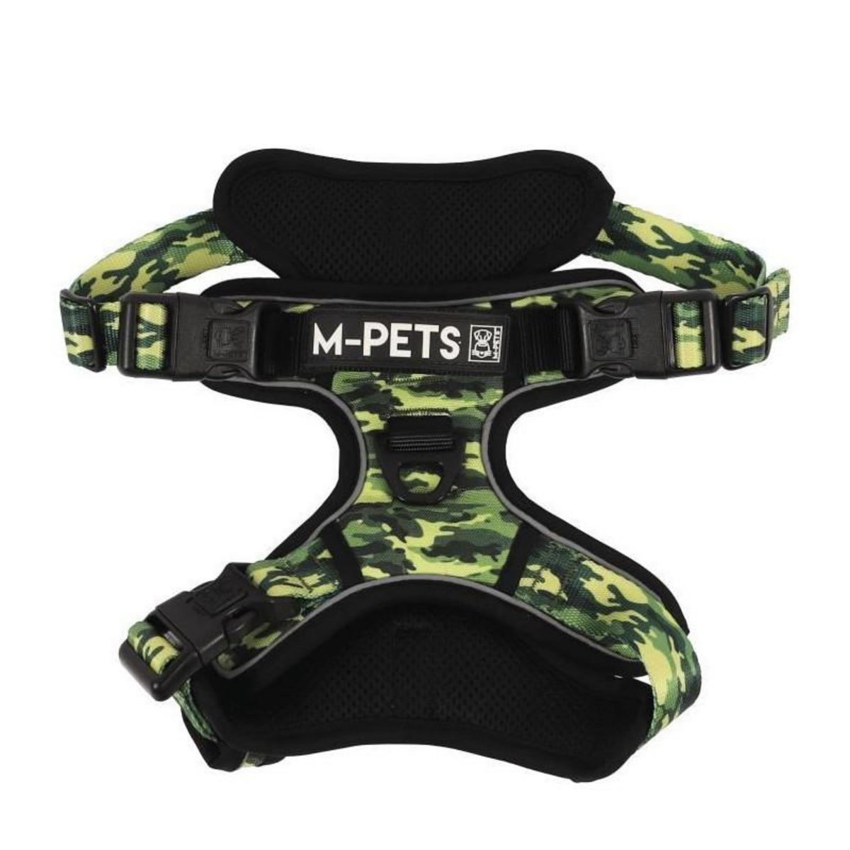 M PETS Harnais - M PETS - HIKING - Camouflage M - Tissu rembourré - Attache sécurité - Poignée - Laisse dos/avant
