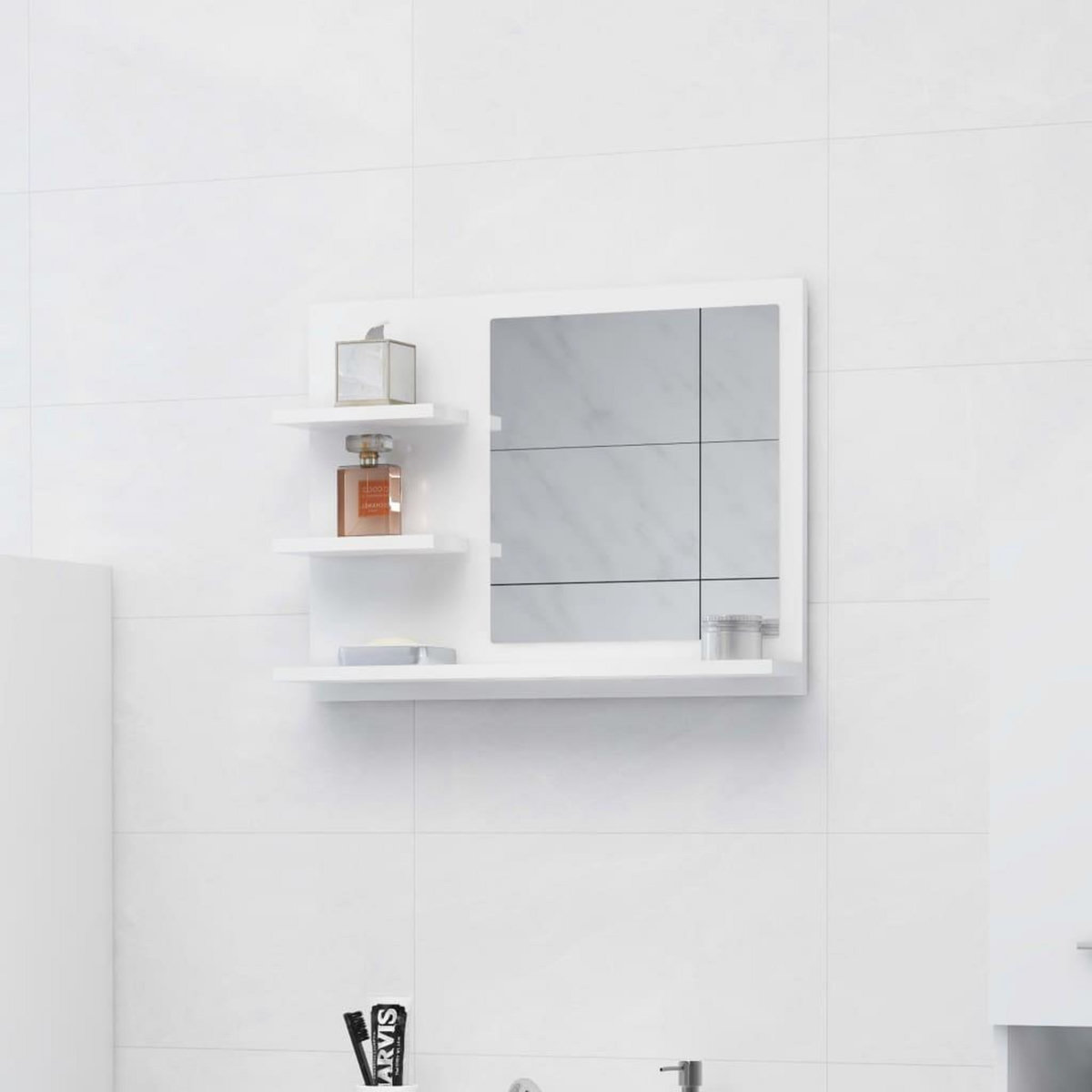 VIDAXL Miroir de salle de bain blanc brillant bois d'ingenierie