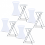 Voir la diapositive 1 : ID MARKET Lot de 4 tables hautes pliantes 105 CM et 4 housses blanches