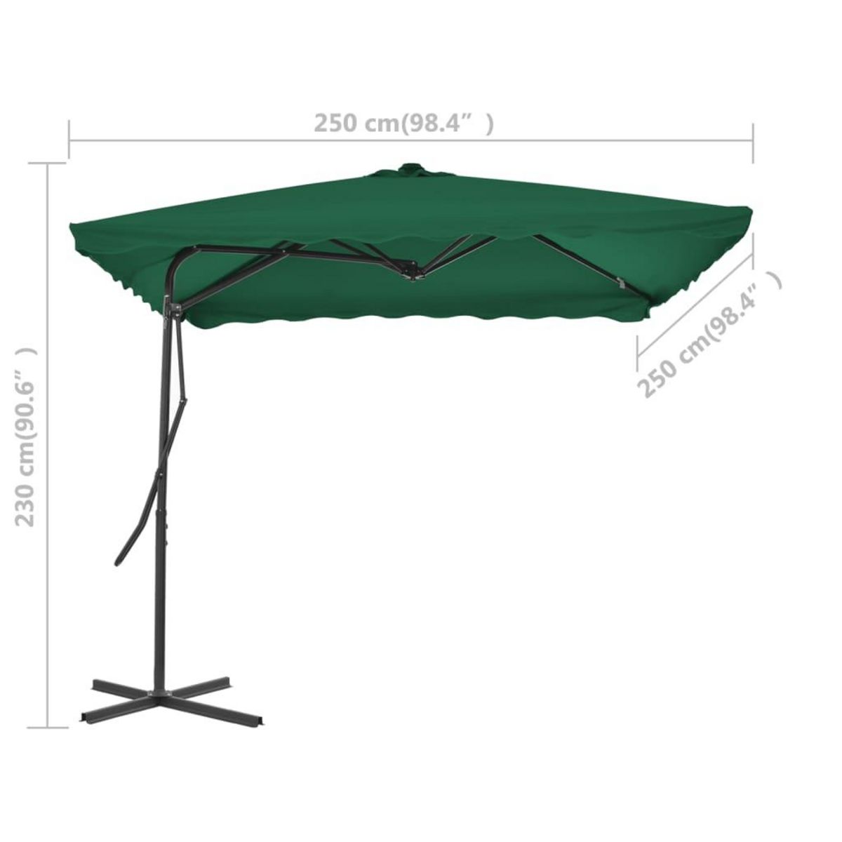 VIDAXL Parasol d'exterieur avec mat en acier 250x250 cm vert