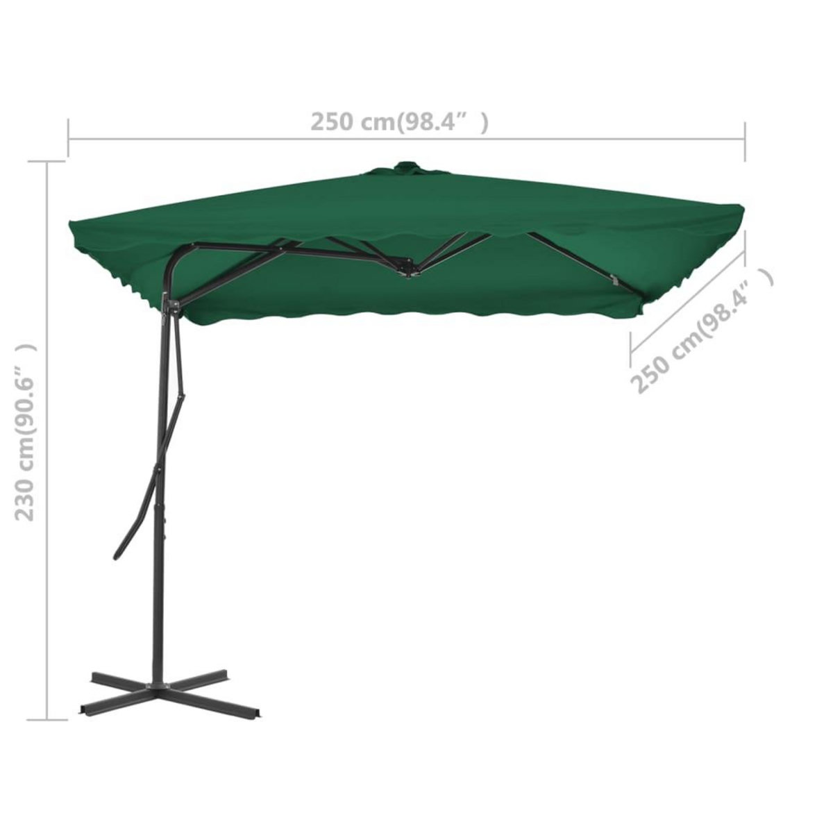 VIDAXL Parasol d'exterieur avec mat en acier 250x250 cm vert