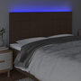 Voir la diapositive 3 : VIDAXL Tete de lit a LED Marron fonce 200x5x118/128 cm Tissu