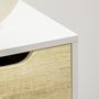 Voir la diapositive 6 : HOMCOM Commode design scandinave 5 tiroirs coulissants piètement bois effilé incliné panneaux blanc aspect bois clair