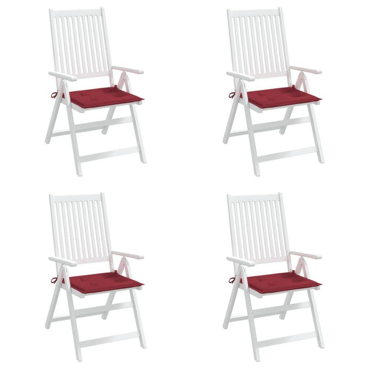 VIDAXL Coussins de chaise de jardin lot de 4 rouge bordeaux 50x50x3 cm