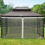 Voir la diapositive 2 : OUTSUNNY Moustiquaires pour tonnelle barnum pavillon de jardin 3 x 4 m - lot de 4 moustiquaires zippées + crochets d'attaches - polyester nylon
