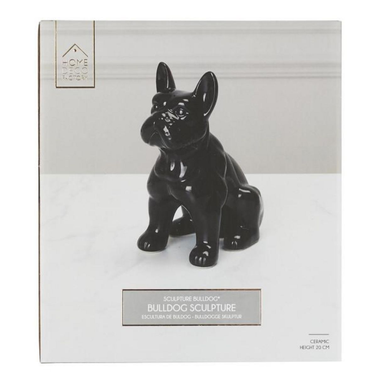 Paris Prix Statuette Déco en Céramique  Bulldog  20cm Noir