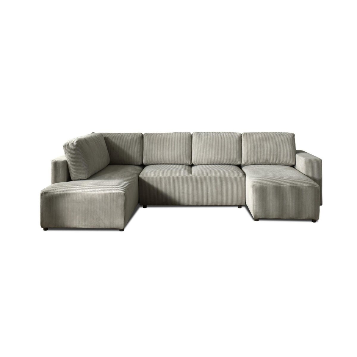 LISA DESIGN Livy - canapé panoramique convertible - avec coffre - en velours côtelé - 7 places - gauche