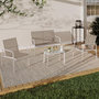 Voir la diapositive 2 : ID MARKET Salon de jardin bas TOLEDE 4 places avec canapé, fauteuils et table blanc et beige