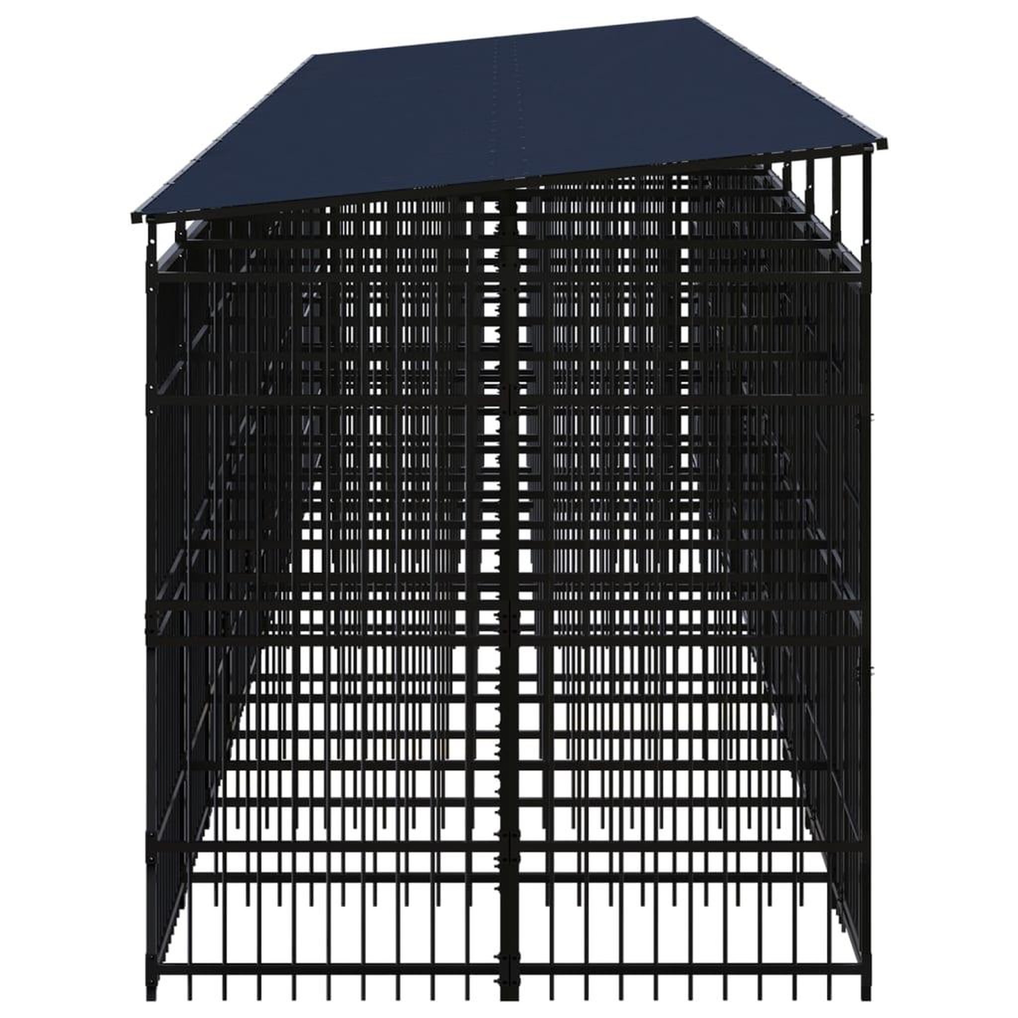 Voir la diapositive 3 : VIDAXL Chenil d'exterieur avec toit pour chiens Acier 18,43 m²