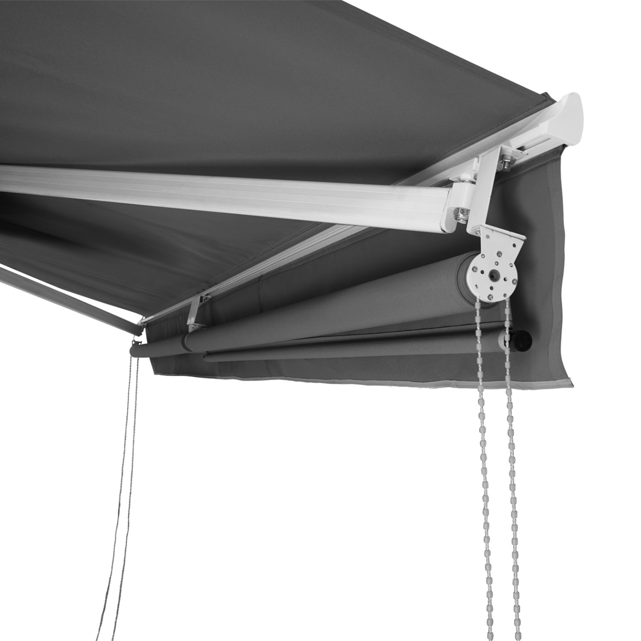 Voir la diapositive 6 : ID MARKET Store banne manuel 4x3 m gris anthracite lambrequin h.1,50 m