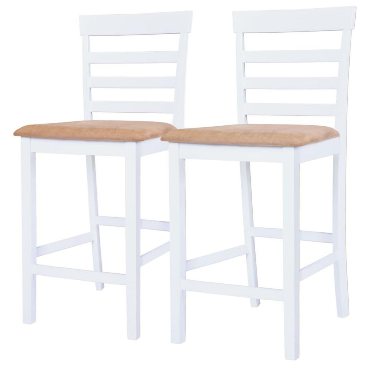 VIDAXL Table et chaises de bar 3 pcs Bois massif Marron et blanc
