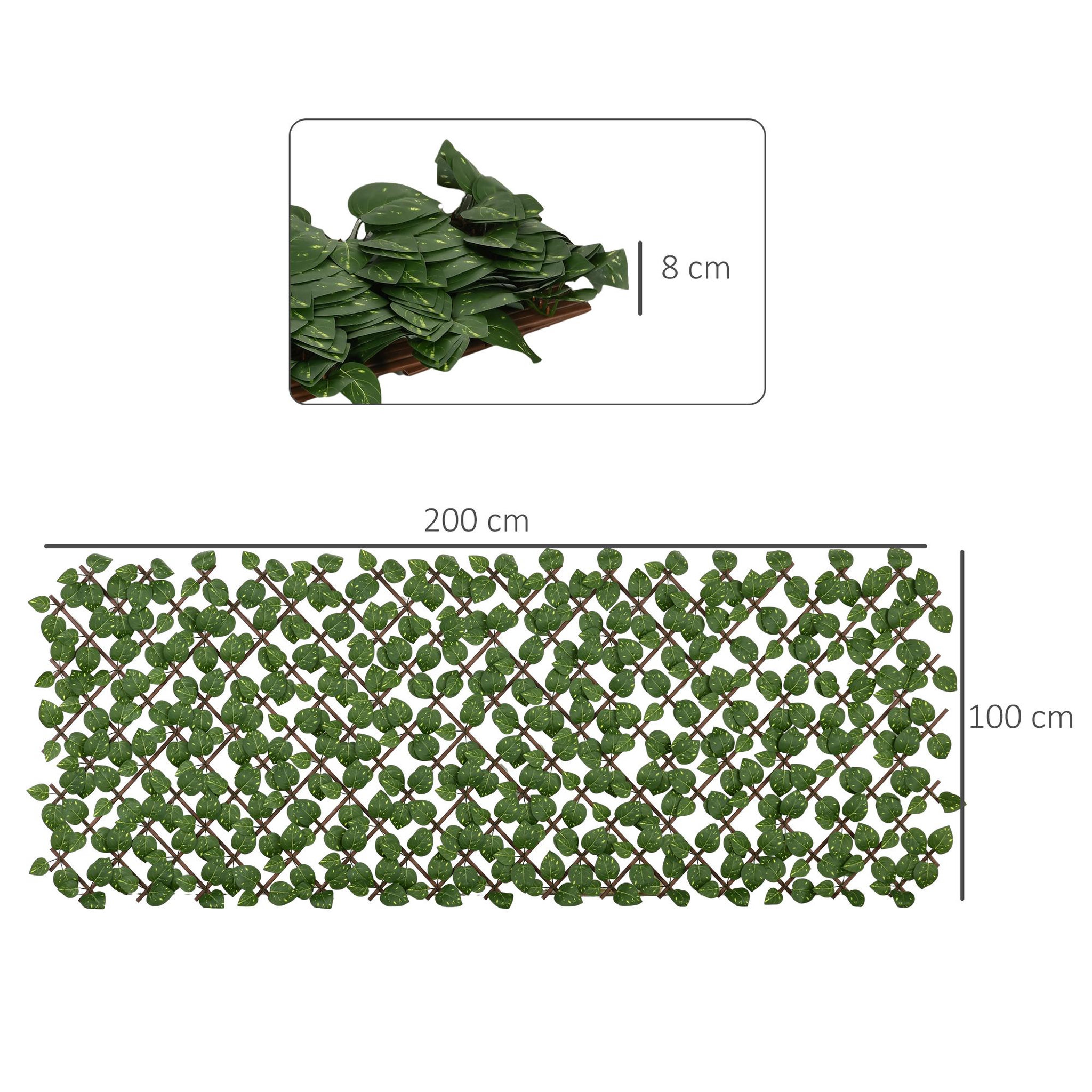 Voir la diapositive 3 : OUTSUNNY Lot de 2 haies artificielles feuilles de radis - treillis extensibles - brise-vue canisse végétale feuillage réaliste 2L x 1H m PE marron vert