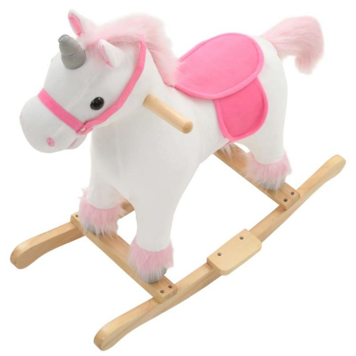 VIDAXL Licorne à bascule Peluche 65x32x58 cm Blanc et rose