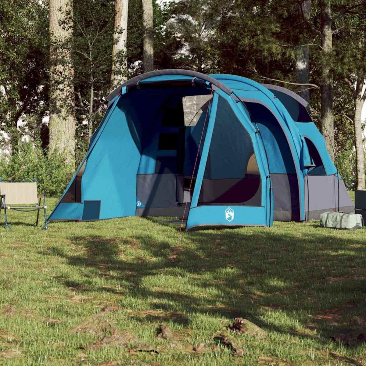 VIDAXL Tente de camping tunnel 4 personnes bleu impermeable