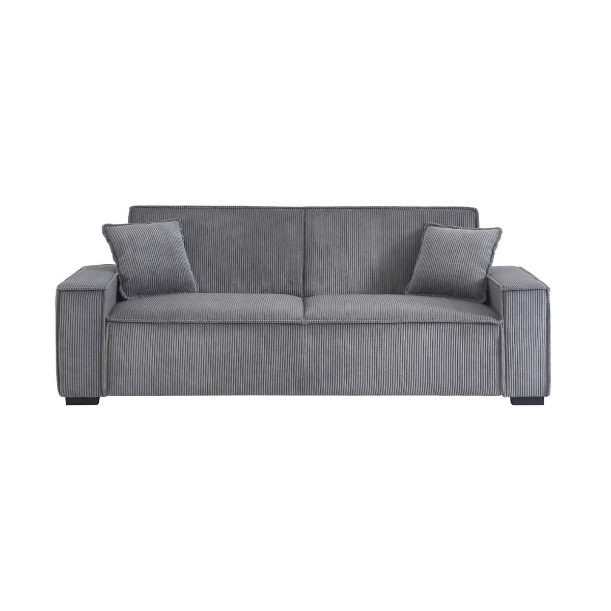 SWEEEK Canapé convertible 3 places gris clair velours côtelé L 231 x P 96.5 x H 80cm