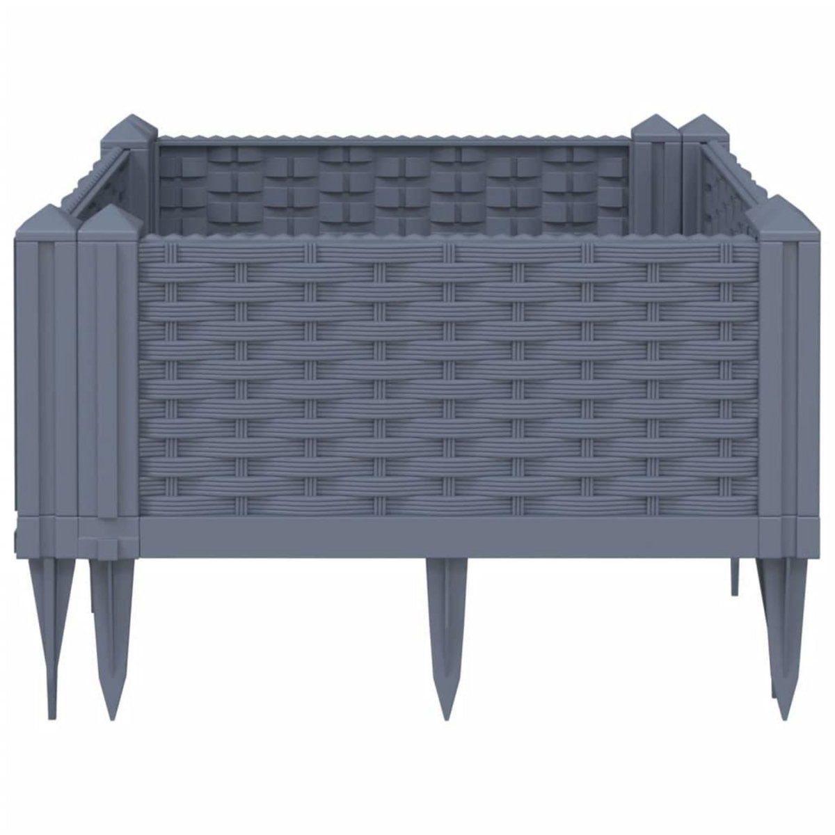VIDAXL Jardiniere avec piquets bleu gris 42,5x42,5x28,5 cm PP