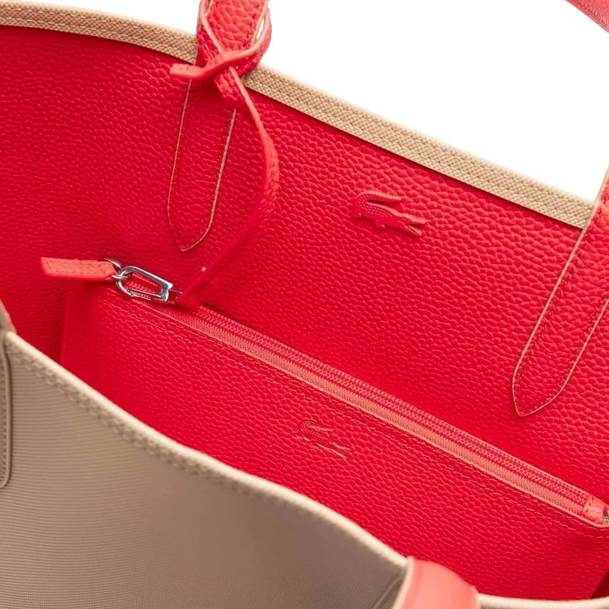 Voir la diapositive 3 : Lacoste Sac cabas réversible beige/rouge femme lacoste anna