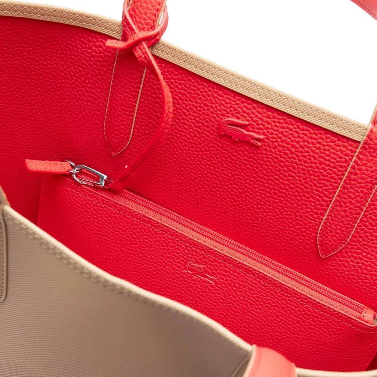 Lacoste Sac Cabas Réversible Beige/Rouge Femme Lacoste Anna
