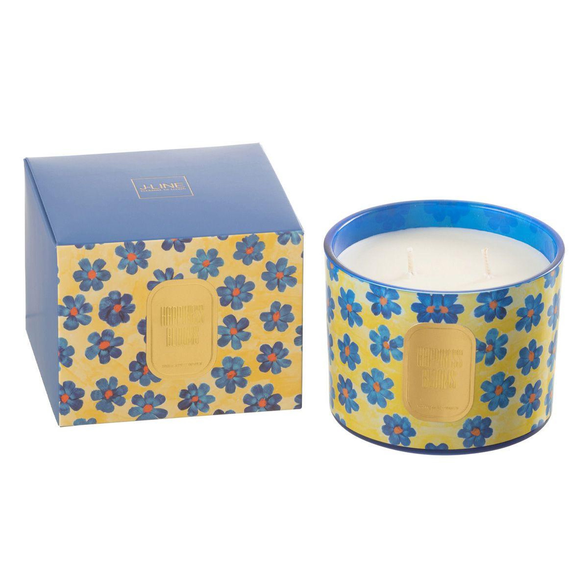 J-LINE Bougie Parfumée  Happiness Blooms  10cm White Musk Violet