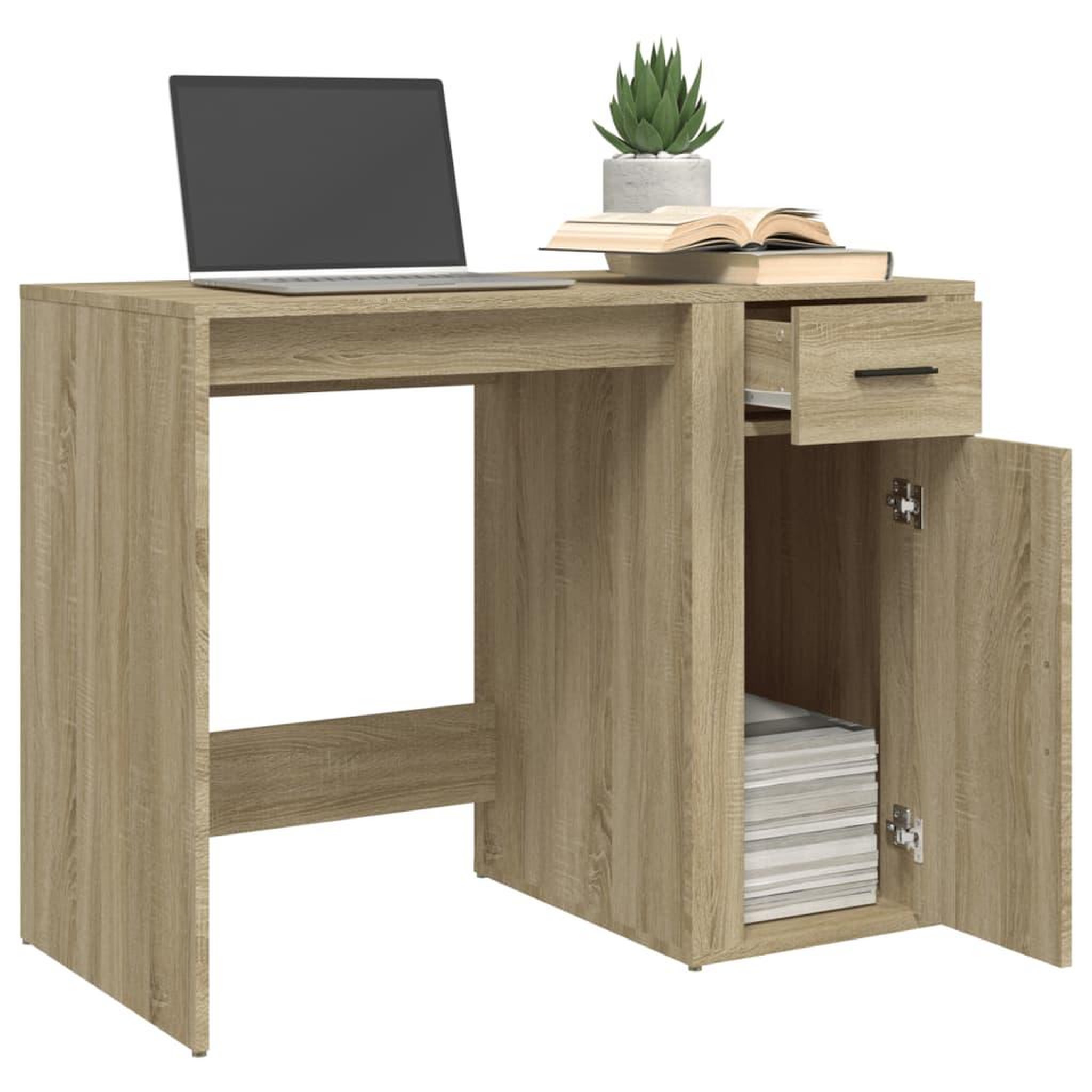 Voir la diapositive 5 : VIDAXL Bureau Chene sonoma 100x49x75 cm Bois d'ingenierie