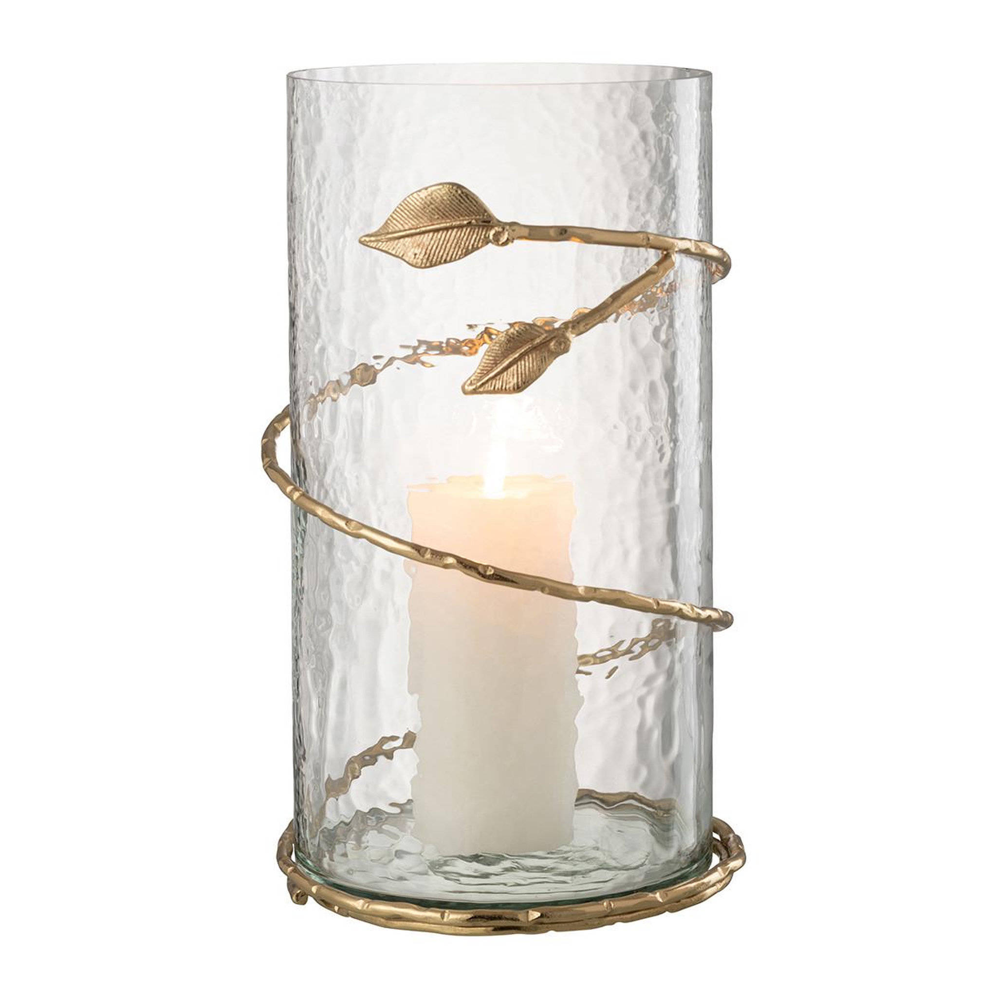 Voir la diapositive 3 : J-LINE Vase en verre feuille  ofelia  34cm transparent