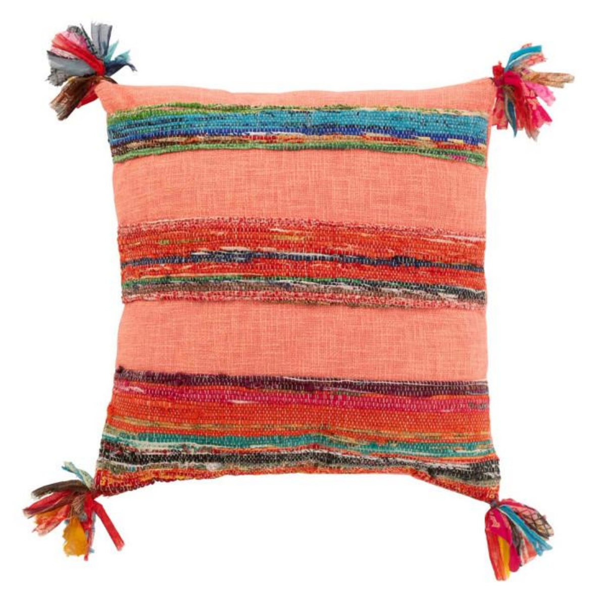 Paris Prix Coussin Déco Avec Pompons  Chindi  45x45cm Multicolore