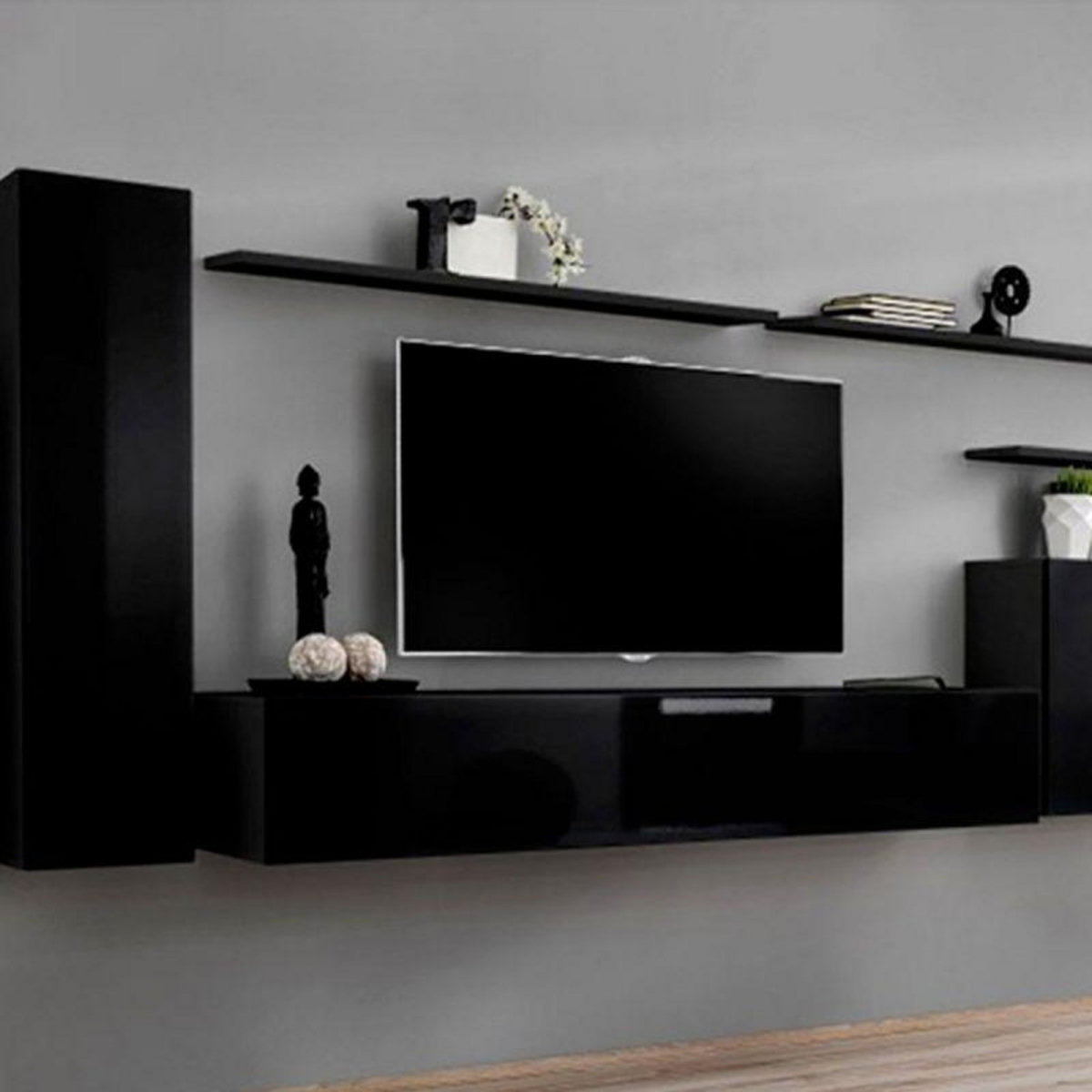 Paris Prix Meuble TV Mural Design  Switch I  330cm Noir