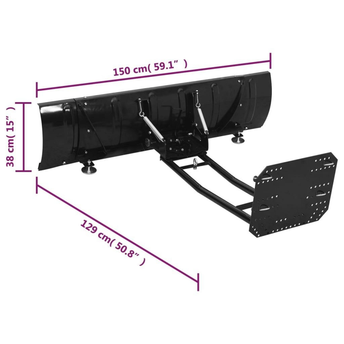 VIDAXL Chasse-neige pour VTT 150x38 cm Noir