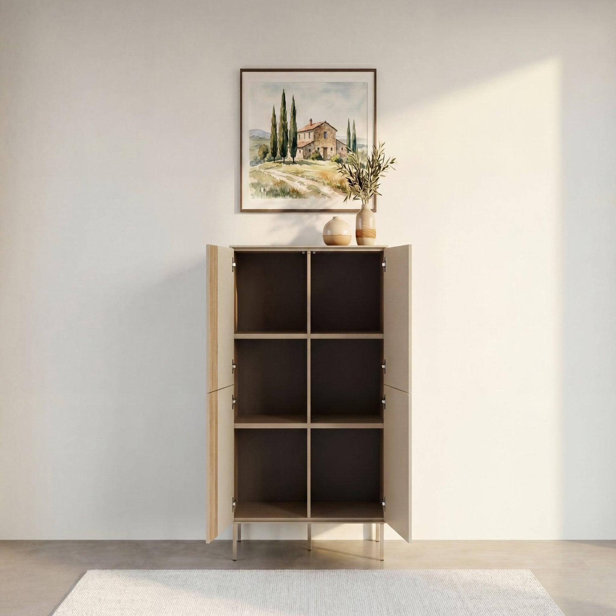 Voir la diapositive 4 : CASANOVA PARIS Eldio - commode 2 tiroirs en mélamine beige