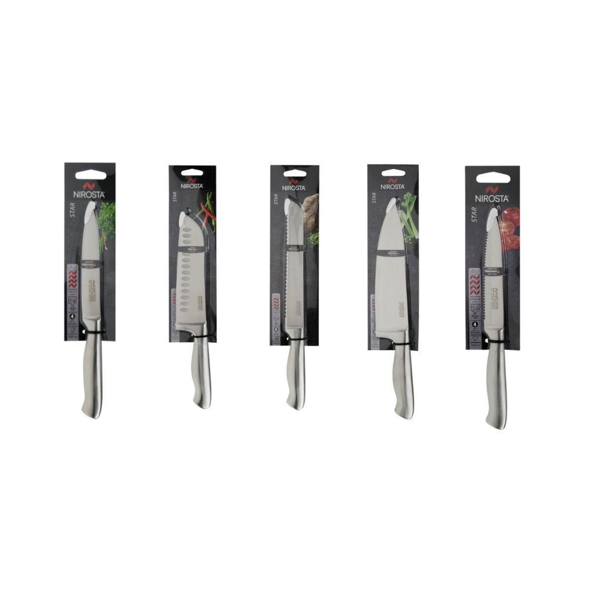 NIROSTA Ensemble de 5 couteaux de cuisine professionnels en inox de 24 à 33,5 cm Nirosta Star