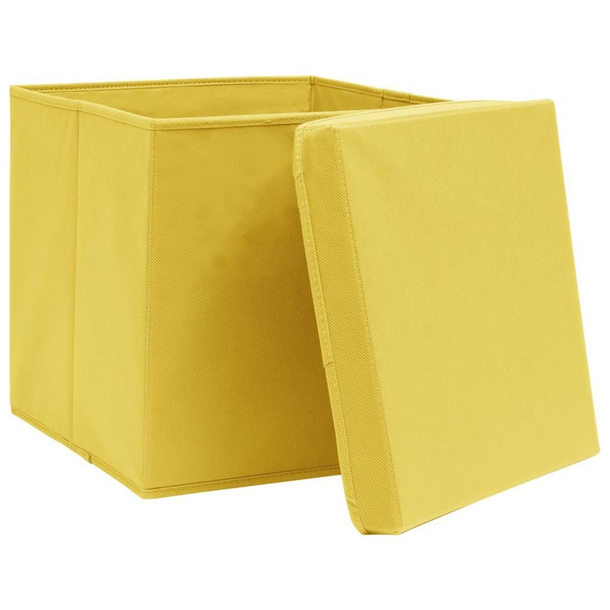 VIDAXL Boîtes de rangement et couvercles 4 pcs Jaune 32x32x32 cm Tissu