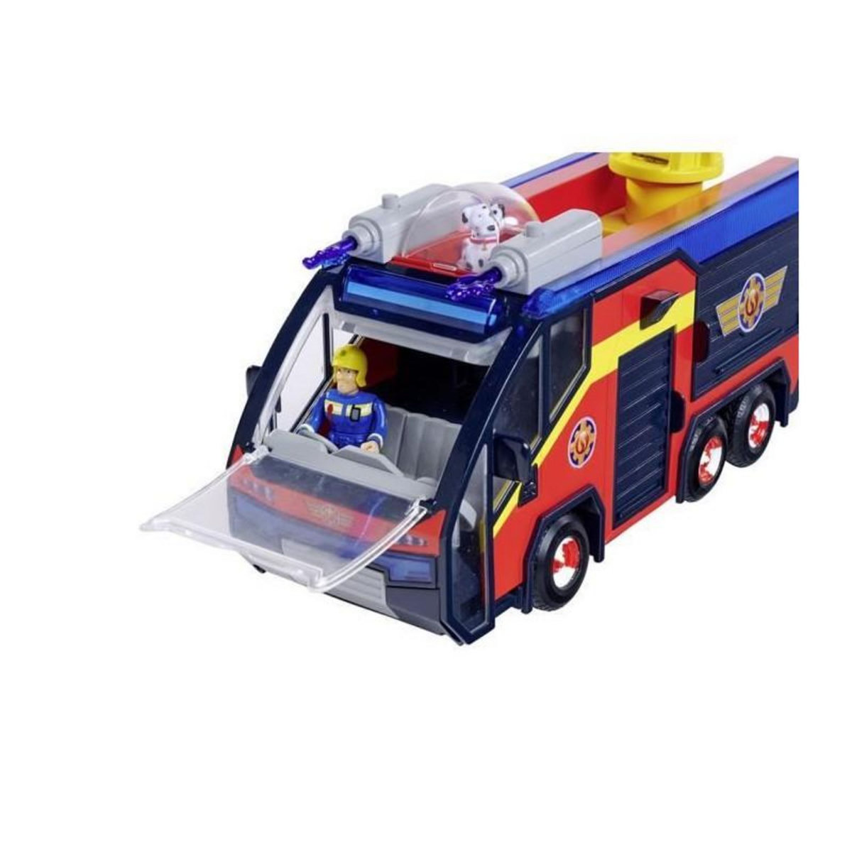 GENERIQUE Sam Le Pompier - Camion de pompier - Jupiter - 2 figurines - Sons et lumieres - Plusieurs accessoires - 3 piles incluses