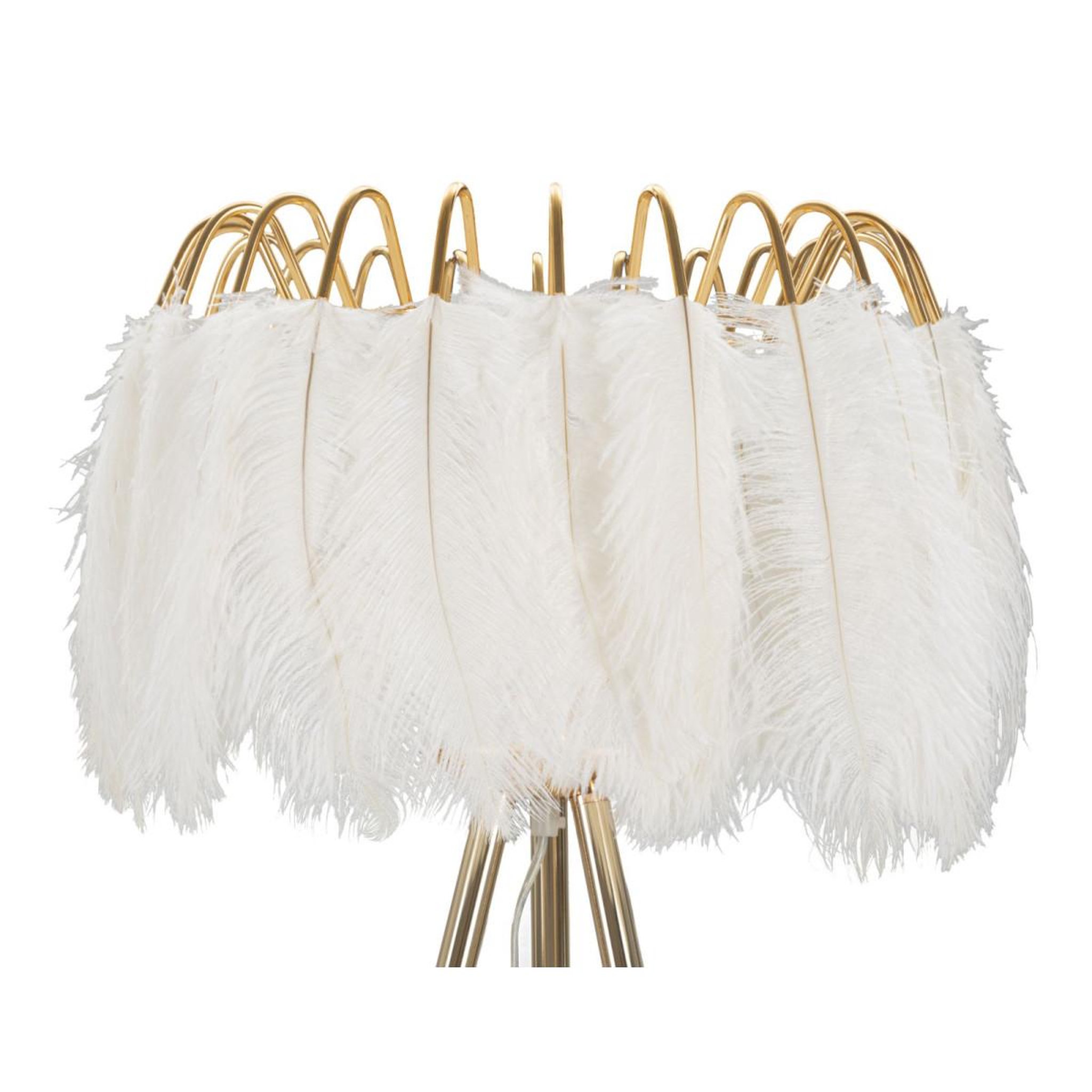 Voir la diapositive 2 : Paris Prix Lampadaire imitation plume  stand  147cm or & blanc