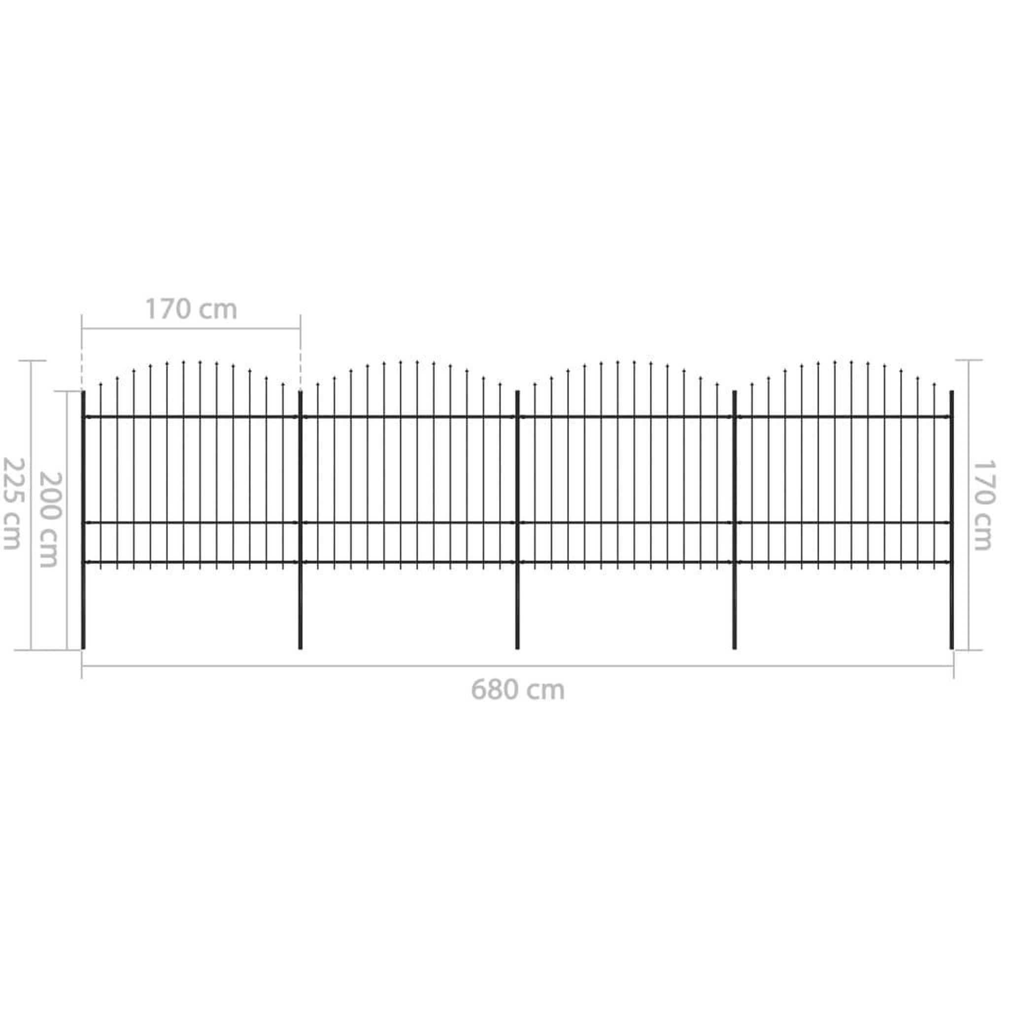 Voir la diapositive 6 : VIDAXL Cloture de jardin a dessus en lance Acier (1,5-1,75)x6,8 m Noir