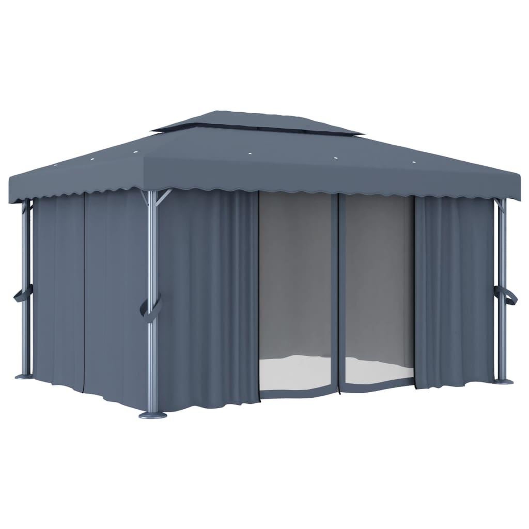 Voir la diapositive 4 : VIDAXL Tonnelle avec rideau et guirlande lumineuse led 4x3m anthracite