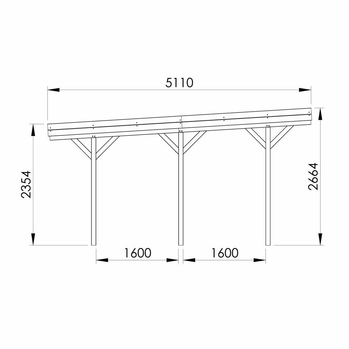 Forest Style Carport adossé toit plat - Bois traité autoclave - 2 voitures - 30,9m² - JEAN