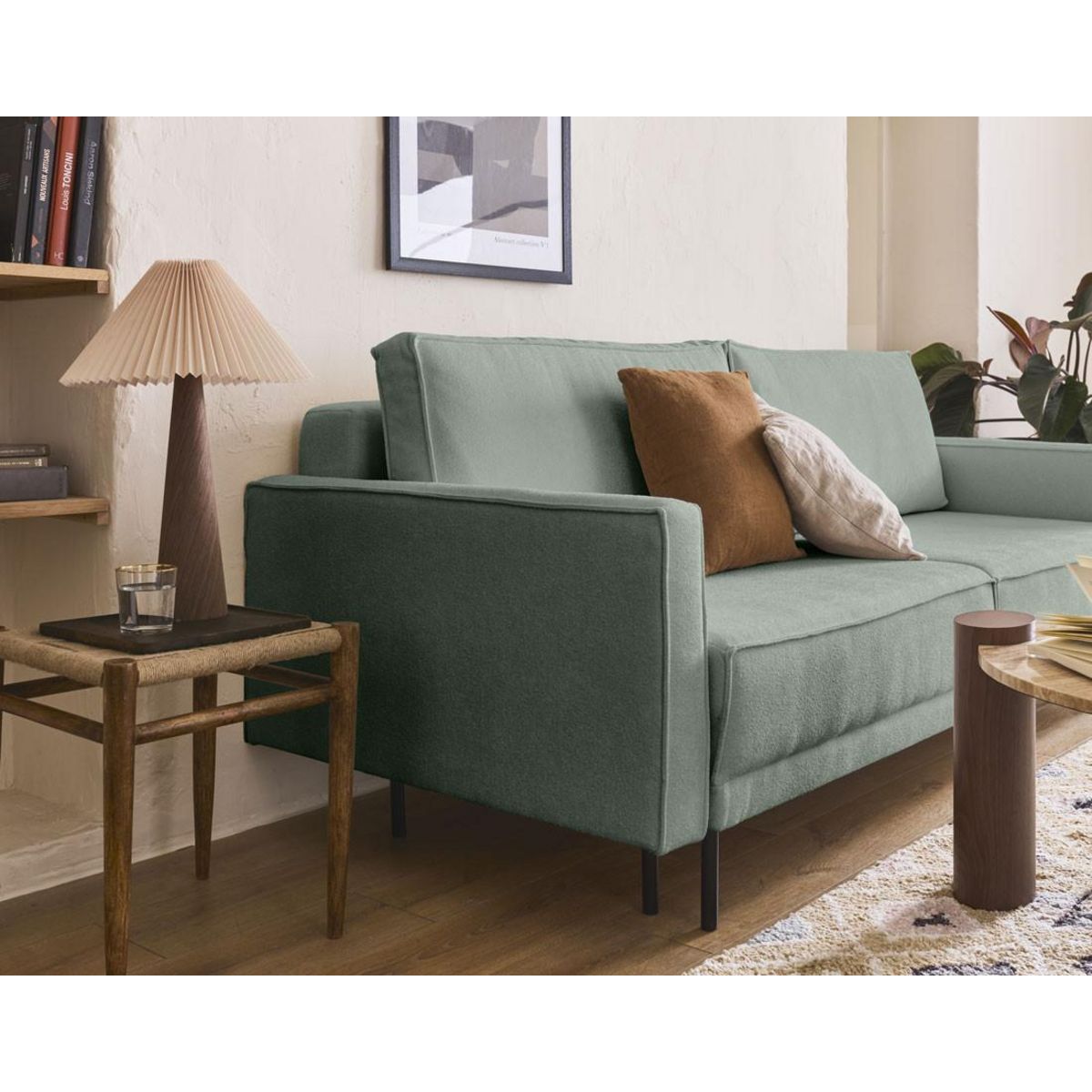 LISA DESIGN Charlie - canapé droit 3 places - convertible avec coffre - en tissu