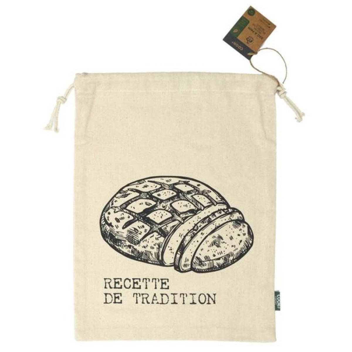 Paris Prix Sac à Pain en Toile  Tranche  36cm Beige