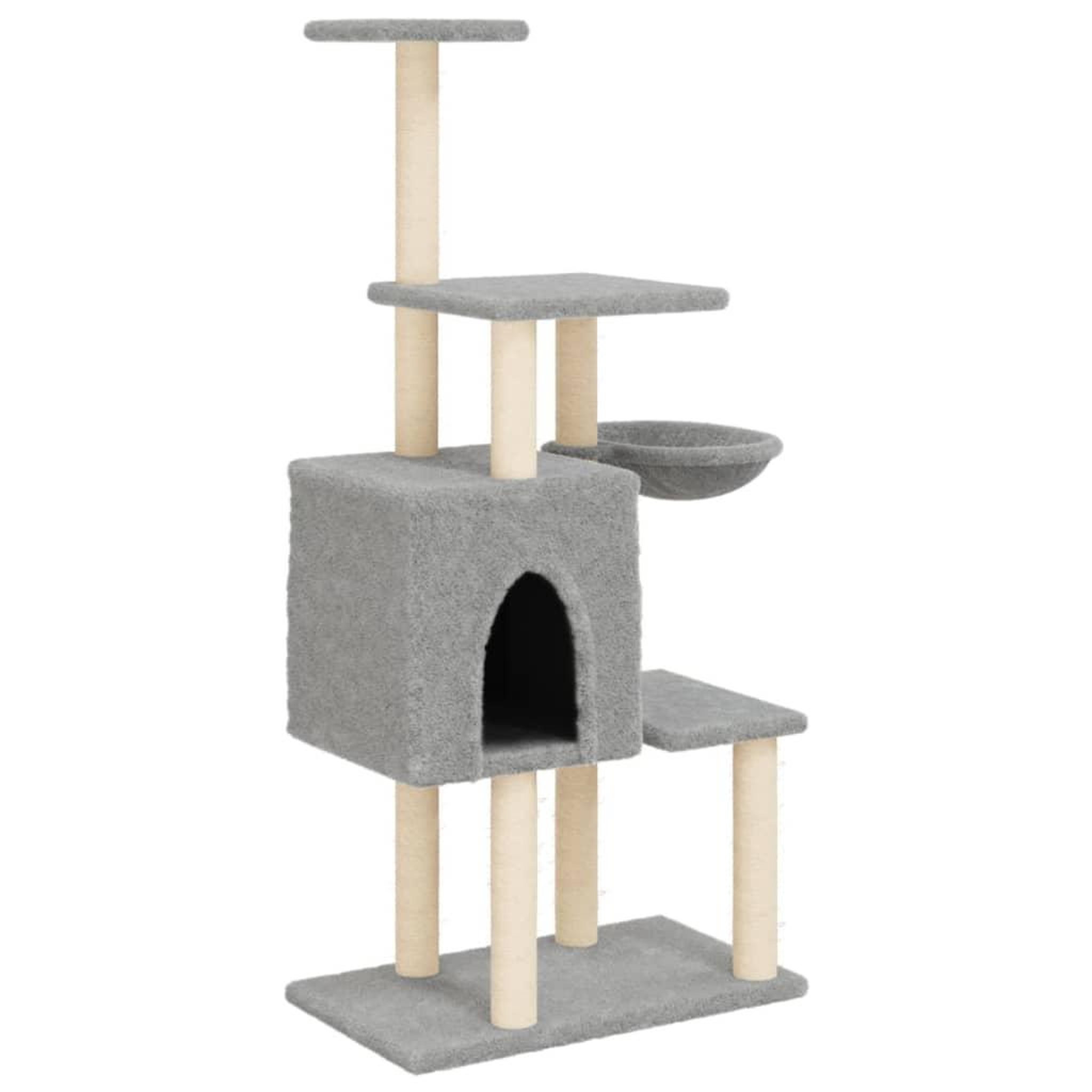 Voir la diapositive 2 : VIDAXL Arbre a chat avec griffoirs en sisal Gris clair 131 cm